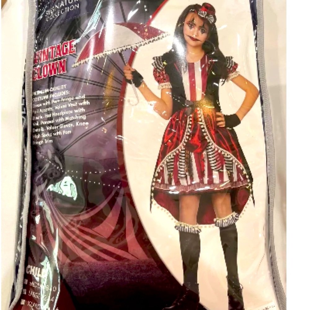 Spirit Halloween Girl’s Spooky Circus Clown Size Large EUC